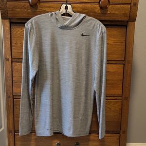 Nike Hooded Long-Sleeve Shirt Heather Light Gray Men’s Size Small